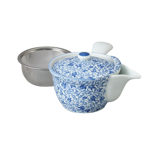 Ale-net Teapot Pot (Stainless Steel Tea Infuser), 8.5 fl oz (250 cc), Arita Ware, Flower Arabesque, Basket Net, Marby Teapot, Porcelain, Made in Japan