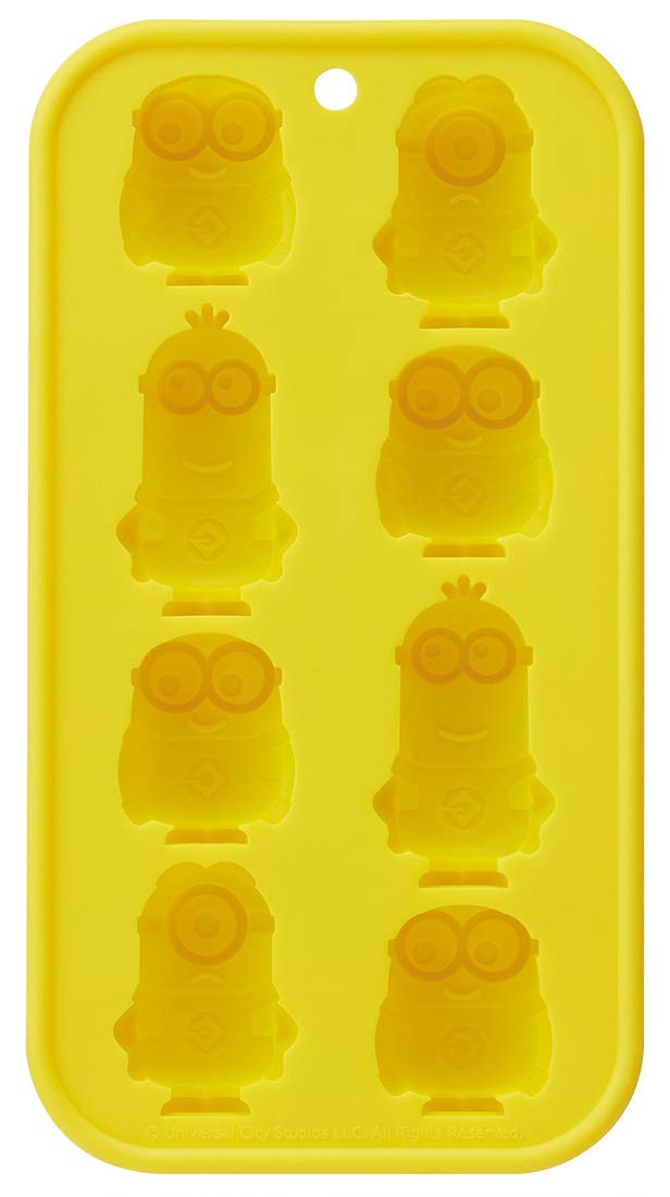 Skater SLT2 Silicone Ice Tray, Minion, Width 4.5 x Depth 8.5 x Height 0.9 inches (11.5 x 21.5 x 2.3 cm), 8 Pieces