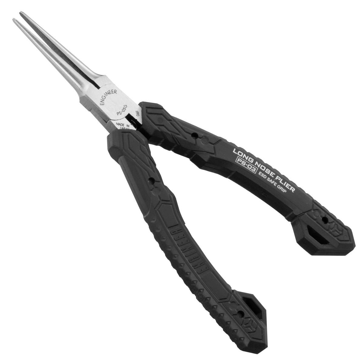 ENGINEER Precision Mini Long Nose Pliers (Needle tip) 141mm Professional Grade ESD Safe with Carbon Steel Jaws. Made in Japan. PS-03