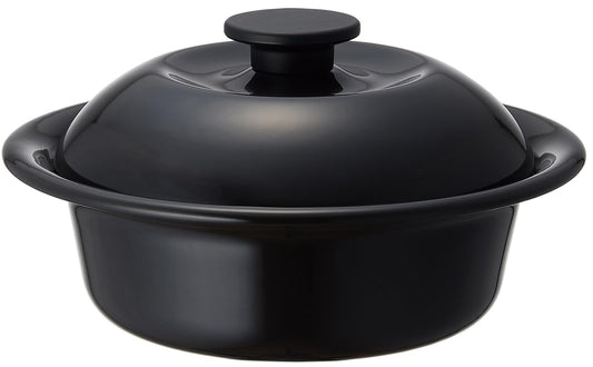 Nodahoro KO-21BK Heat-Resistant Enamel Pot, Gas Fire/Induction Compatible, Large, Single Person, Ramen, Udon, Made in Japan, Individual, Coconabe, Shibukuro