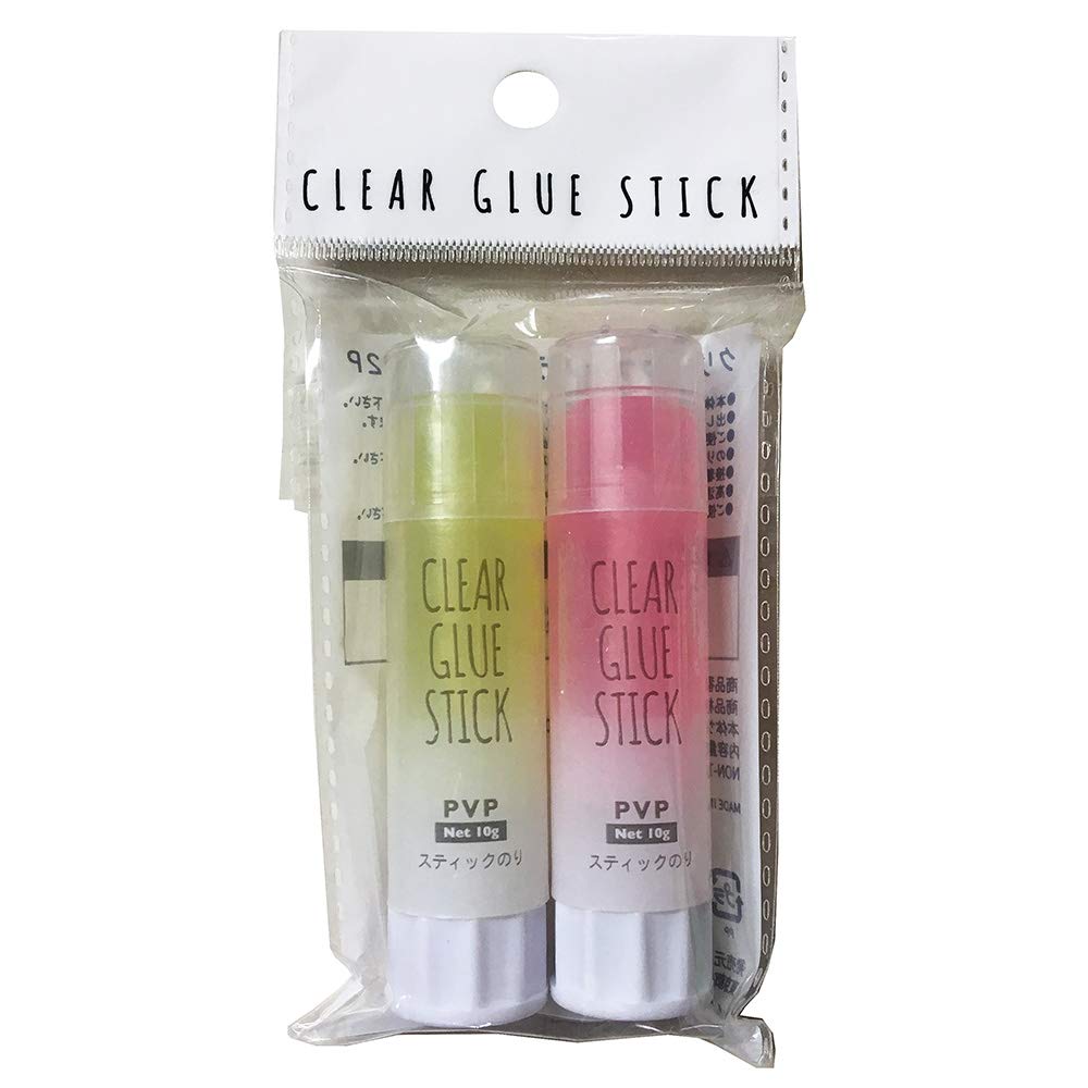 Nakatoshi Sangyo Clear Color Glue Stick, 2 Pieces, 10 Pieces (Pink 5 + Yellow 5)