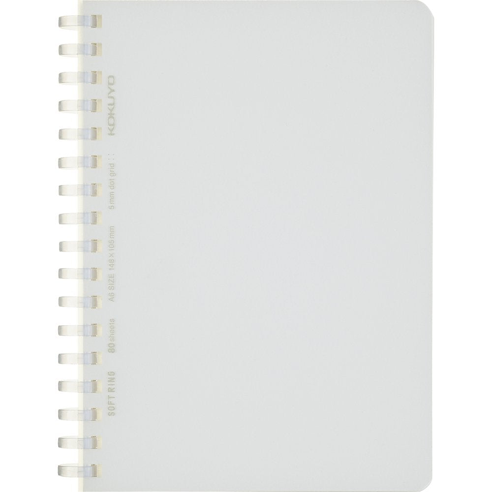 Kokuyo Spiral Dotted Notebook, 5.8'' x 4.1'' Business Journal A6 Soft Ring Notebooks with 5mm Dot Grid, 80 Perforated Sheets, Clear 1 Subject Notebook, Note Taking for Work. Japan Import(SU-SV558WT-T)