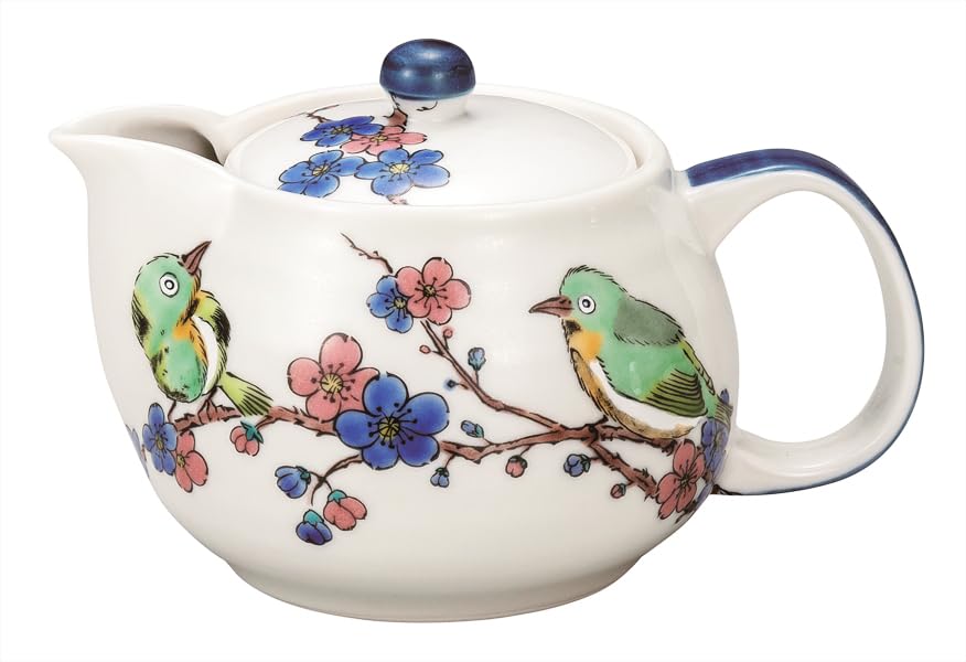 K9-605 Kutani Yakiya Pot Teapot, Mejoroni Plum (with net)