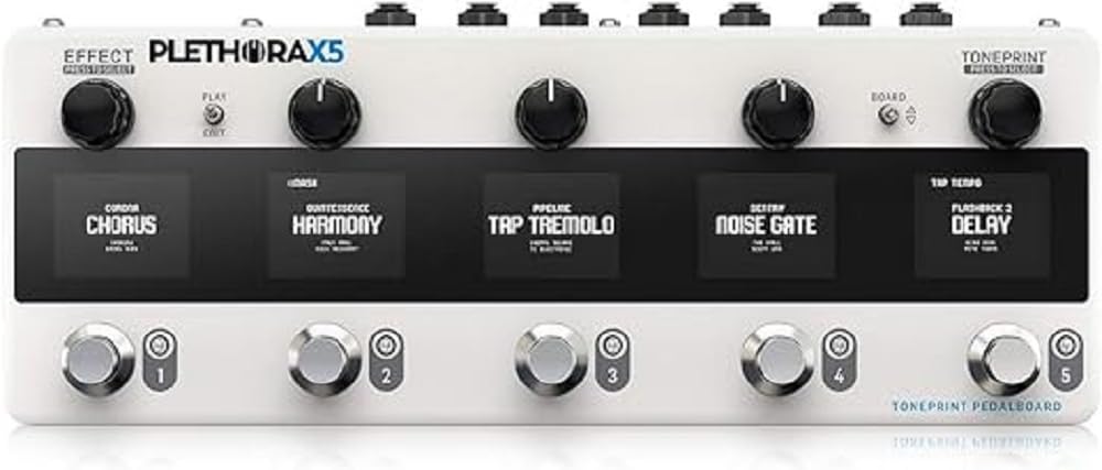 TC Electronic PLETHORA X5 TonePrint Pedal Board Loaded with all Your Favorite FX and 5 MASH Footswitches, White