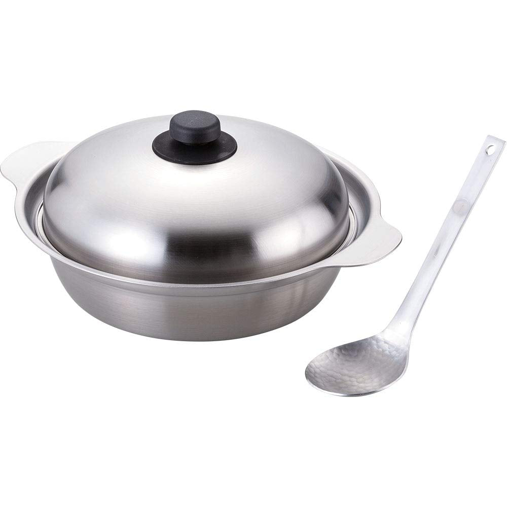 Wahei Freiz TY-029 Tsubame Sanjo Stainless Steel Tabletop Pot, 10.2 inches (26 cm) & Ladle Set, IH Compatible, Made in Japan