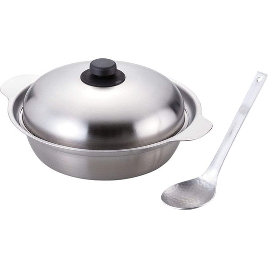 Wahei Freiz TY-029 Tsubame Sanjo Stainless Steel Tabletop Pot, 10.2 inches (26 cm) & Ladle Set, IH Compatible, Made in Japan