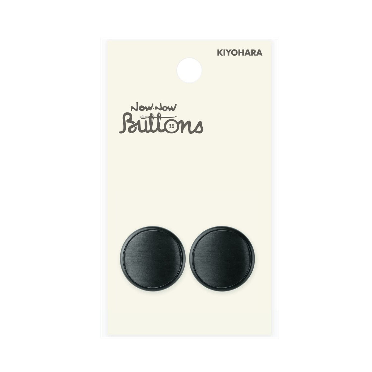 Kiyohara NWN4120 Nauna Buttons, Formal Buttons, Plain, Back Holes, Pack of 2, Diameter 0.8 inches (20 mm), Black