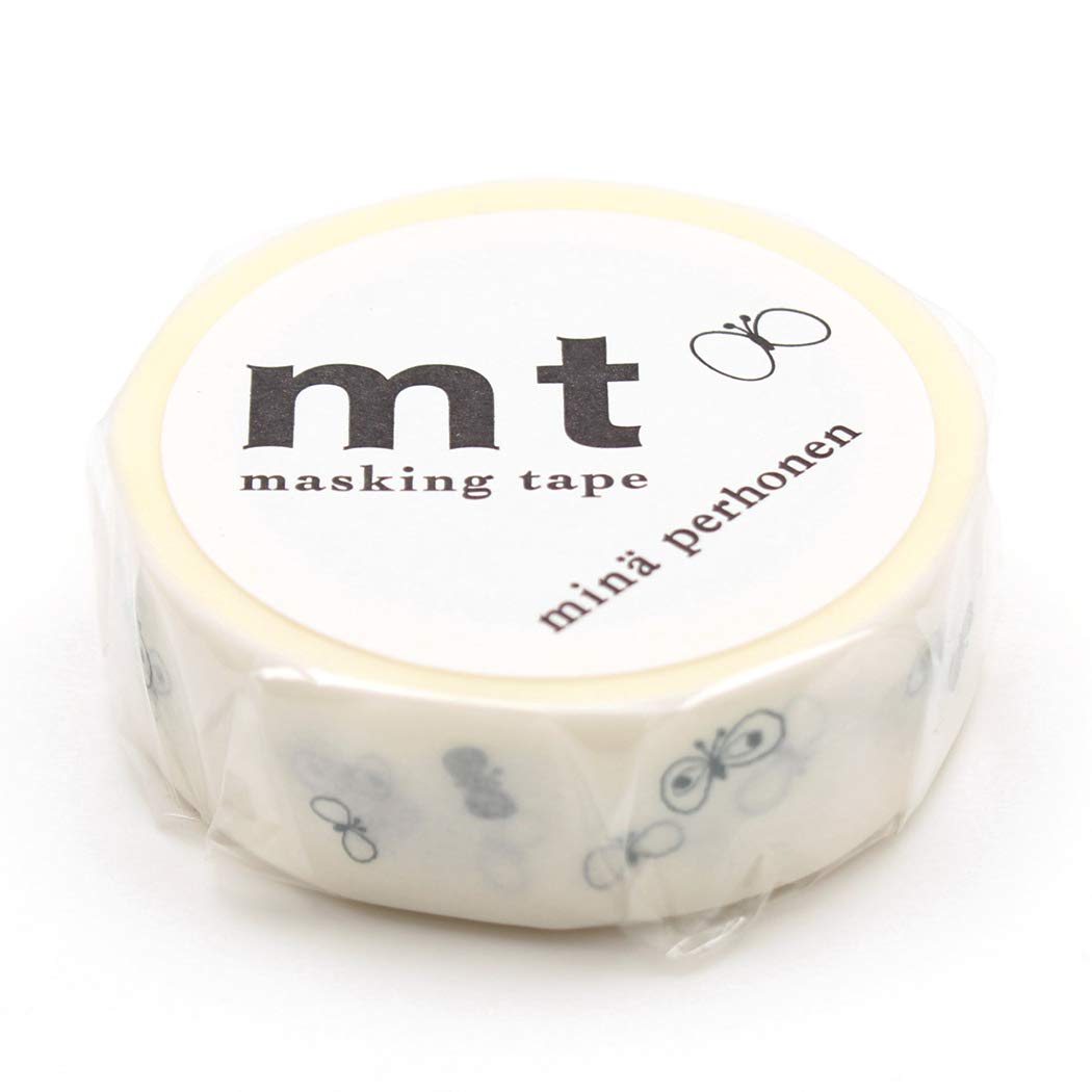 カモ井加工紙 Kamoi Processing Paper Minapelhonen Choucho Logo Navy Width 0.6 inches (15 mm) x 32.8 ft (10 m) Roll MTMINA13