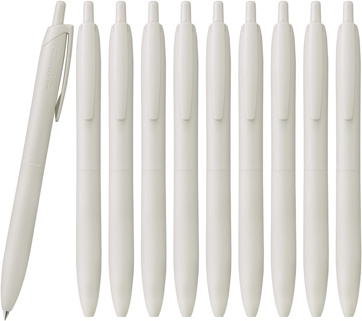三菱鉛筆 Uni Jetstream Single Ballpoint Pen, Equipped with 0.5mm Lite Touch Ink (Black), Shell White, SXNLS05.1, Set of 10