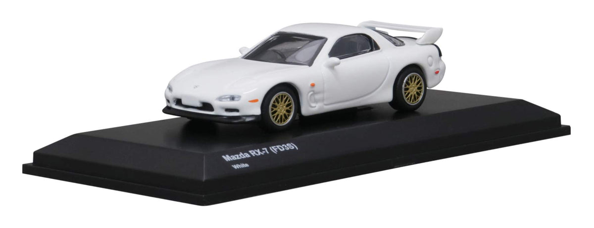 Mazda RX-7 (FD3S) RHD (Right Hand Drive) White with Gold Wheels 1/64 Diecast Model Car by Kyosho KS07033R7W