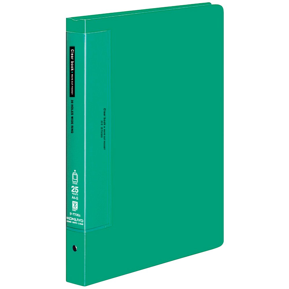 Kokuyo clear book wave cut Kawakami-shiki A4 portrait 25 sheets green La -T730G