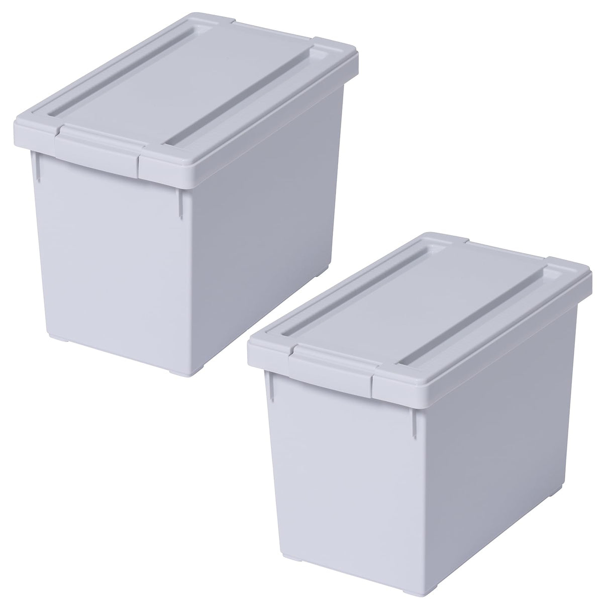 Tenma Storage Box Interior M Set of 2, Made in Japan, With Lid, Depth Approx. 11.8 inches (30 cm), Gray
