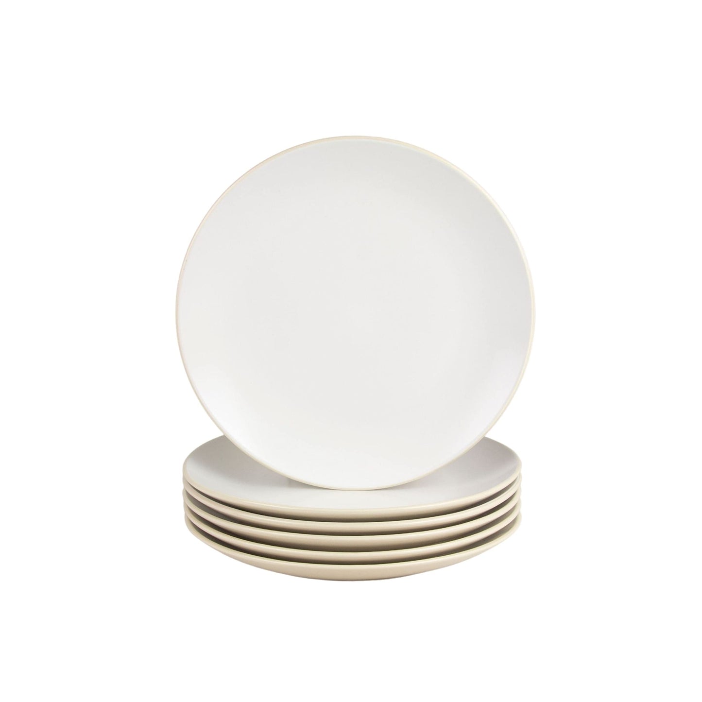 Two Tone Coupe 8” Salad Plate Set Of 6, Tan/White