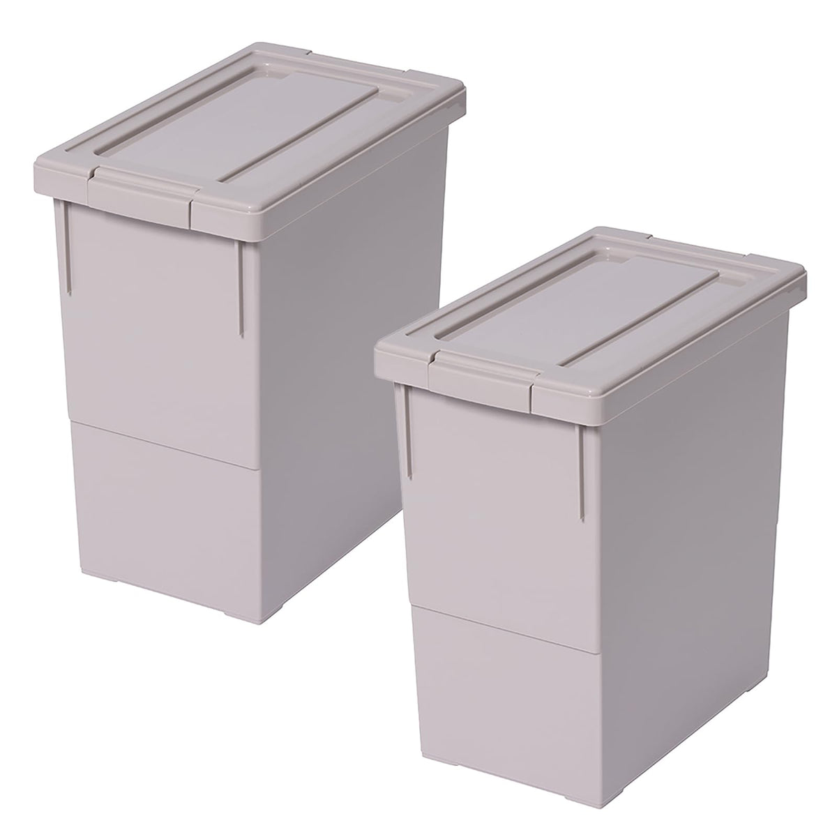 Tenma Storage Box, Interior L, Set of 2, Made in Japan, With Lid, Depth Approx. 11.8 inches (30 cm), Beige