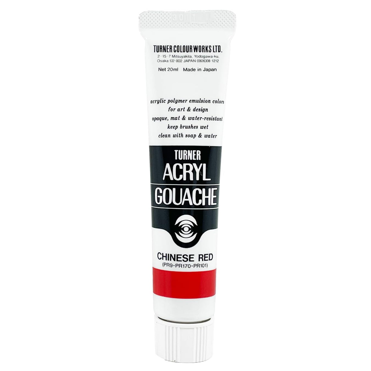 Turner Colour Works Acryl Gouache Artist Acrylic Paint - Single 20 ml Tube - Chinese Red