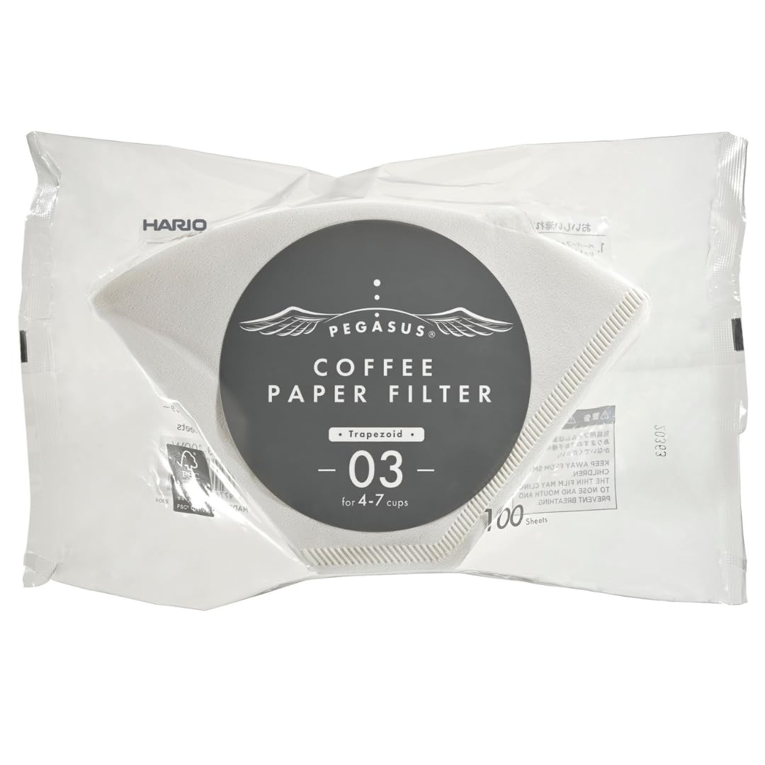 Hario Pegasus Flat Bottom Filters, Size 03, White, 100ct