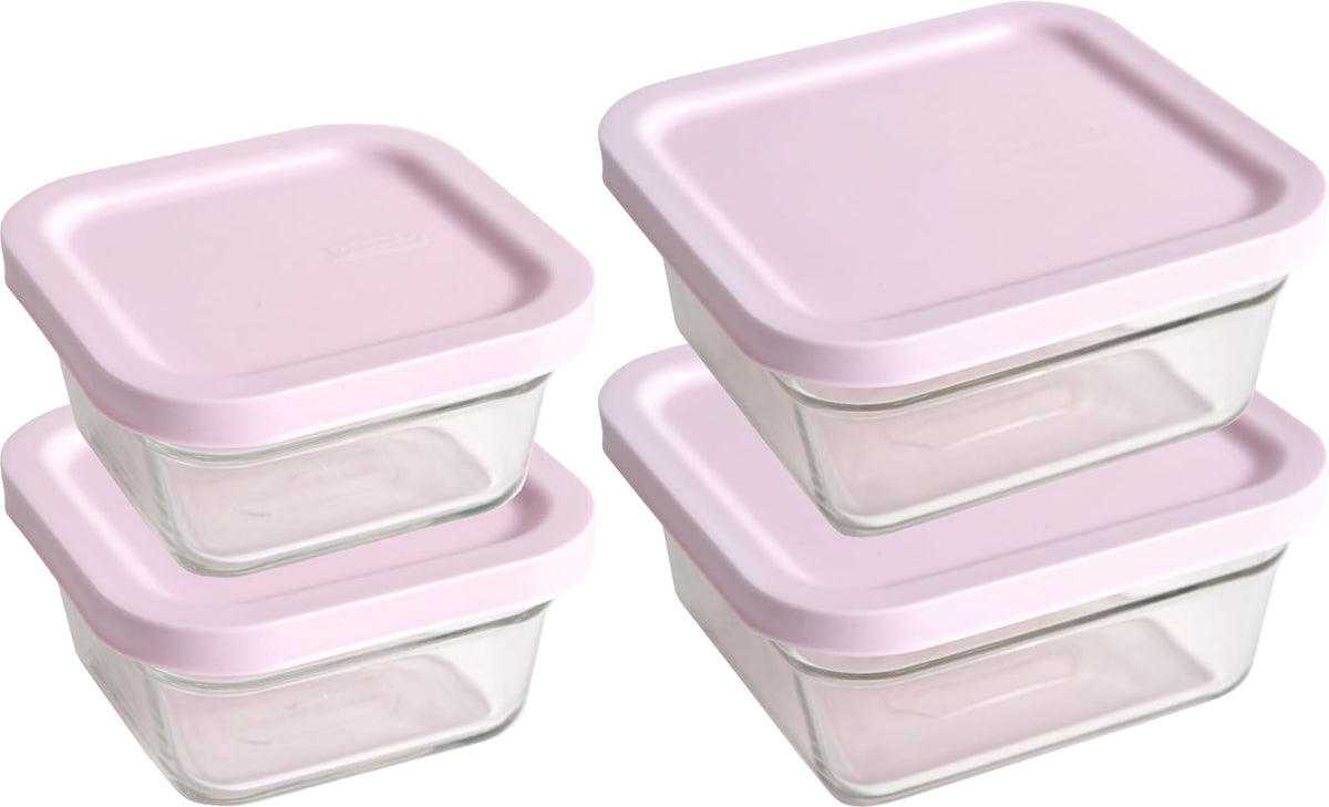 アドバンスドア Advanced Door Glass Lock, Easy Open Heat-resistant Glass Container, Rectangle, Set of 4, Large and Small 2 Pieces