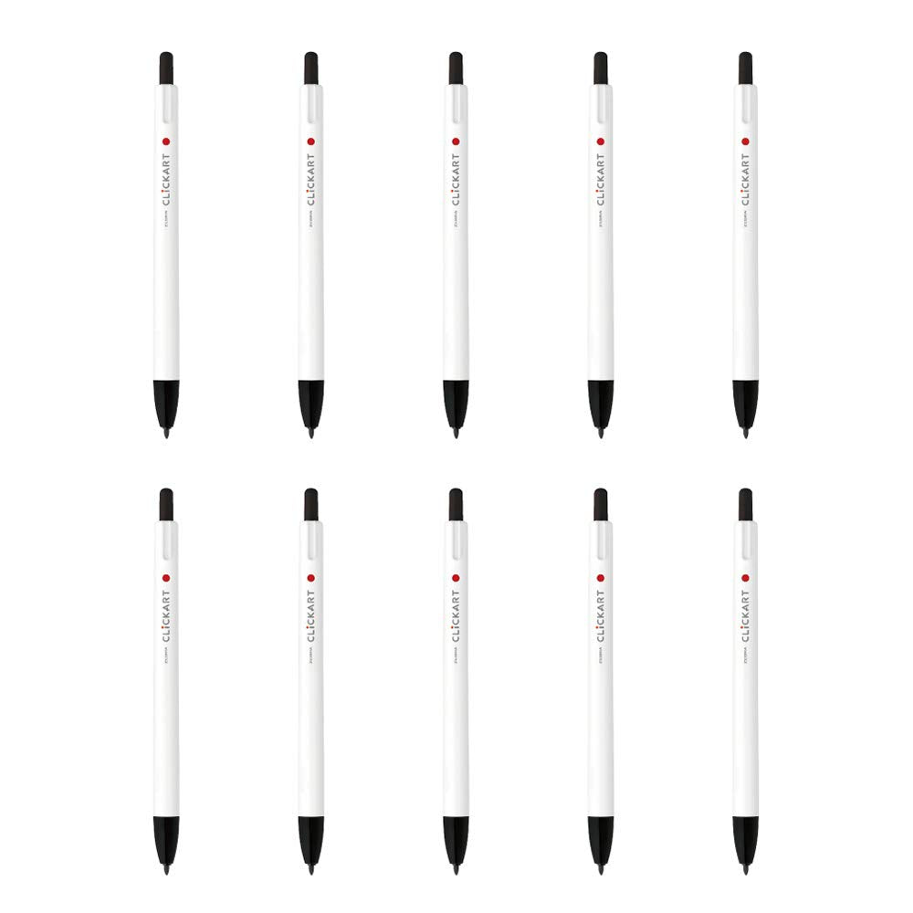 ZEBRA B-WYSS22-BK Rollerball Pen, Clickert, Black, 10 Pens