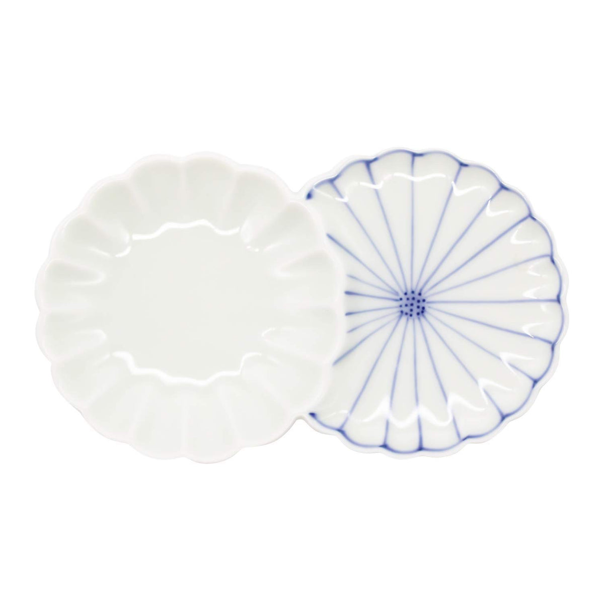 24to3西富陶磁器(Nishitomi) Hasami Ware 476683 Shigeyama Pottery Chrysanthemum Shaped Small Plate, Approx. 5.5 x 3.5 inches (14 x 9 cm), Chrysanthemum, Blue, Made in Japan