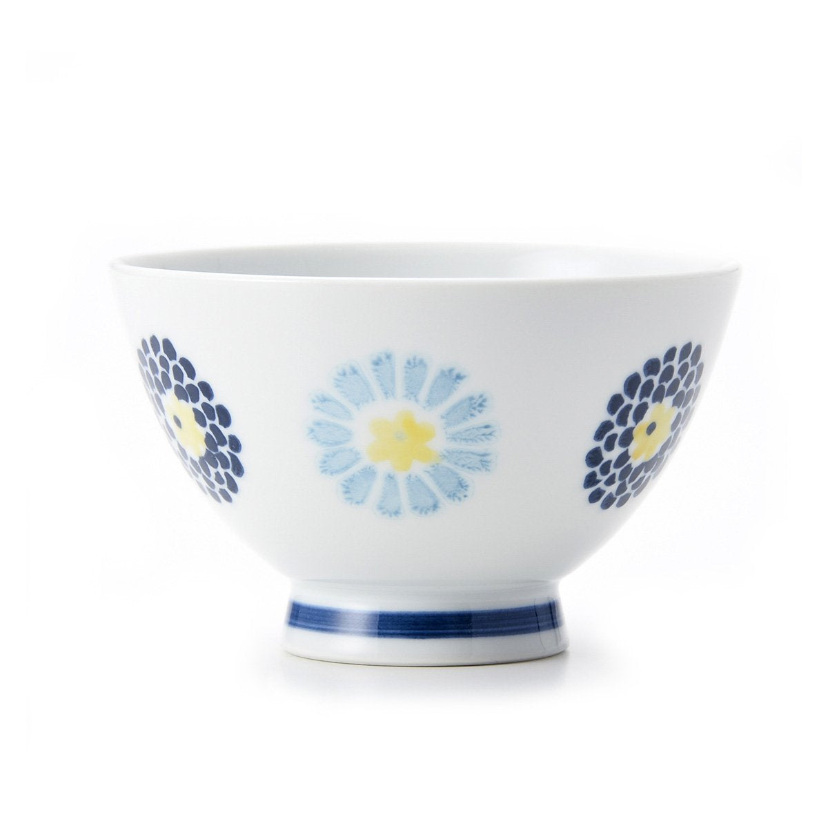 CtoC JAPAN Hasami Ware Rice Bowl, Round Crest Chrysanthemum, φ4.5 x H3.0 inches (11.5 x 7.5 cm), 350 cc