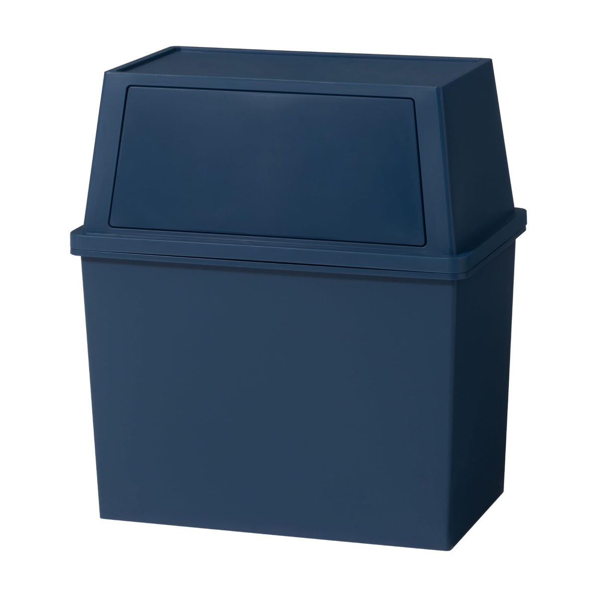 Heiwa Kogyo Garbage Bin 1.8 gal (30 L) Slim, Stylish, With Lid, Kitchen, Living Room, Stacking, Flap Type, Stacking, Flap Lock, With Wheels, Bag Stopper, Solid, Simple, Wide, Horizontal, Blue, Navy,