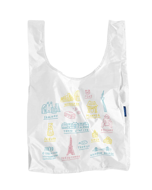 BAGGU Standard Eco Bag, Pattern, 100% Recycled, TOKYO MAP White, One Size
