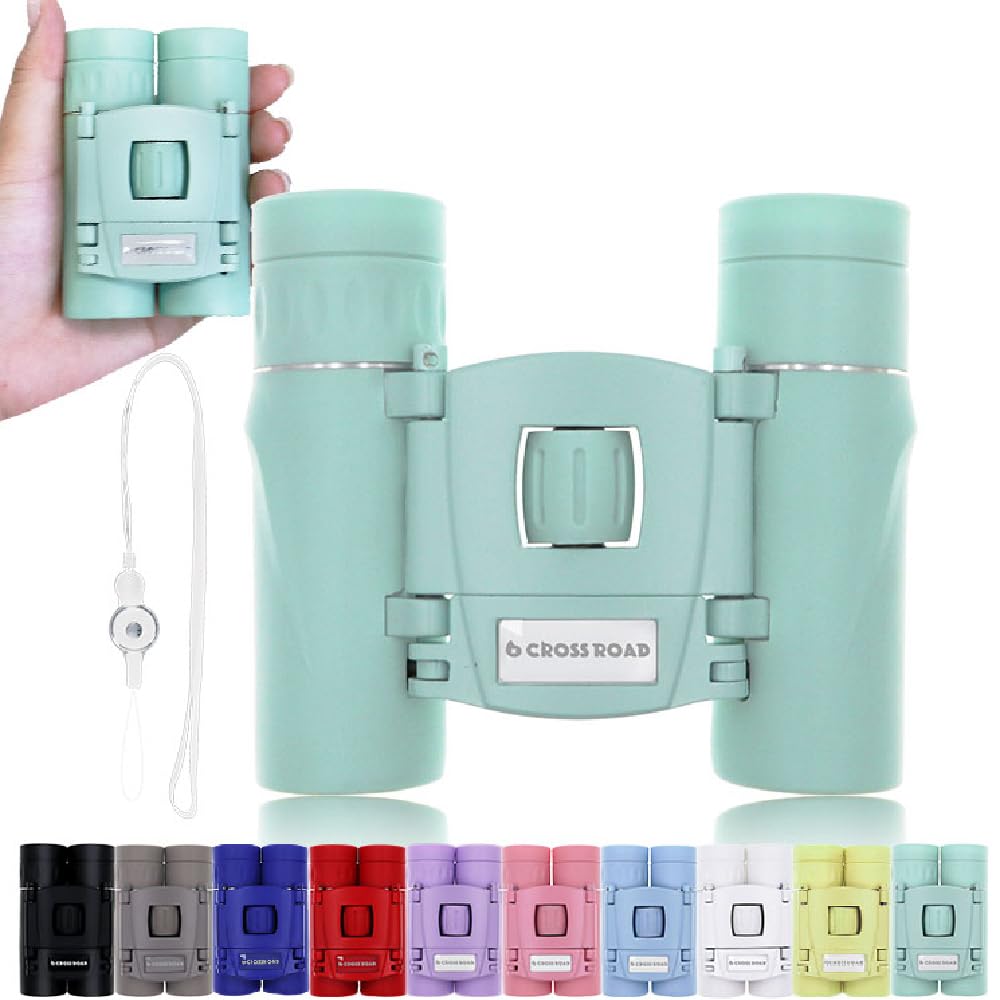 CROSSROAD 10x Binoculars for Adults and Children, Mini Pocket Binoculars, Waterproof Compact Binoculars for Bird Watching, Hunting, Concerts, Theater, Opera, Travel, Japan Quality (Mint Green)