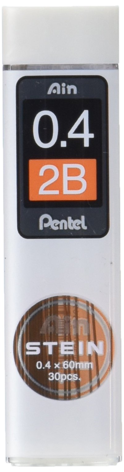 Pentel Ain Stein Mechanical Pencil Lead, 0.4mm 2B, 30 Leads (C274-2B)