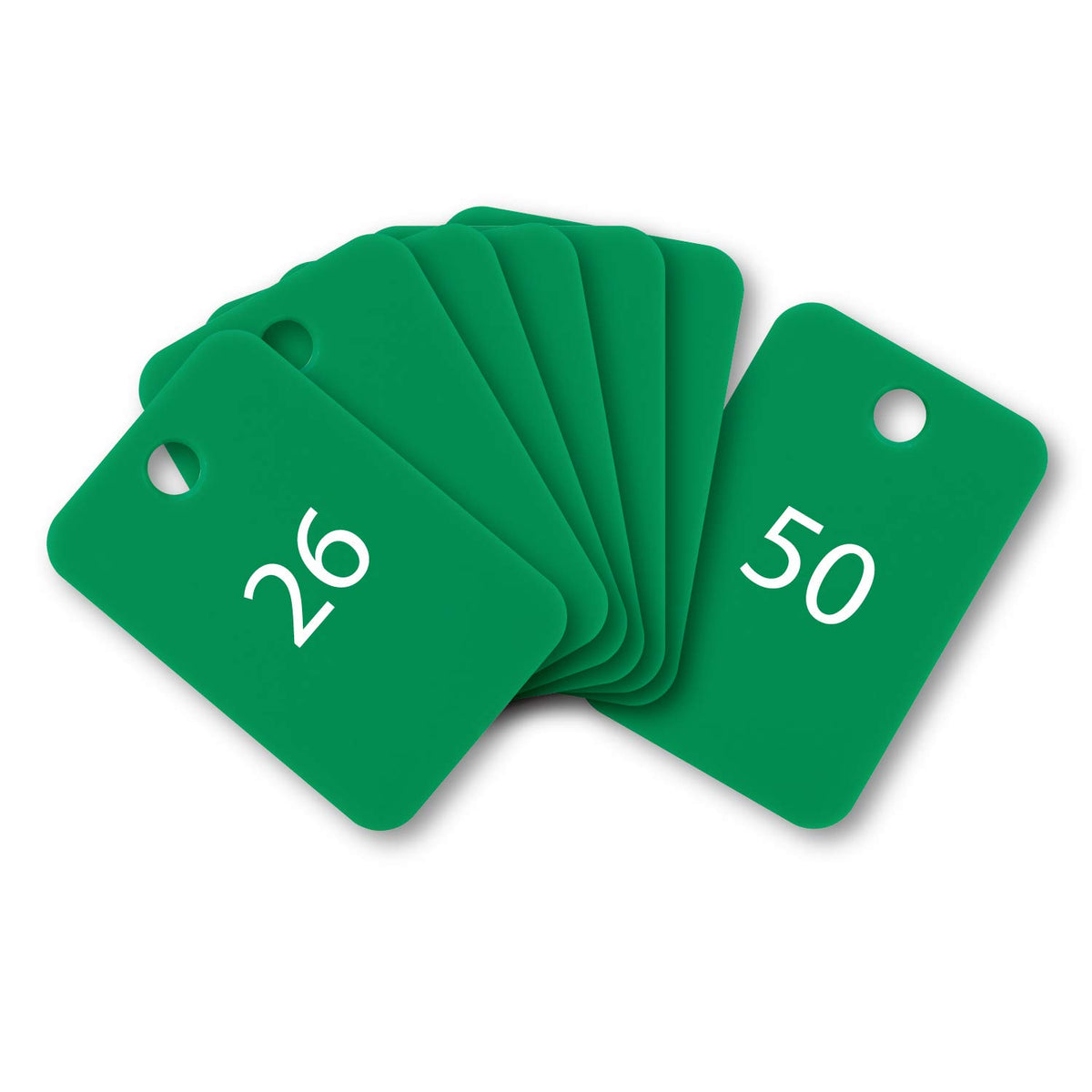 Open Industries BF-55-GN Number Tags, Square, Green, 25 Sheets, No. 26-50
