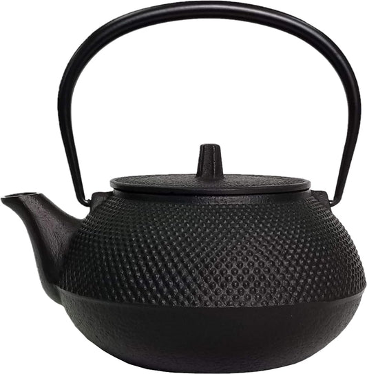 Iwachu 11884 Iron Bottle Teapot Type 7 New Arare Black Baked with 1.2 gal (0.8 L), No Enamel, Direct Fire, Nambu Ironware