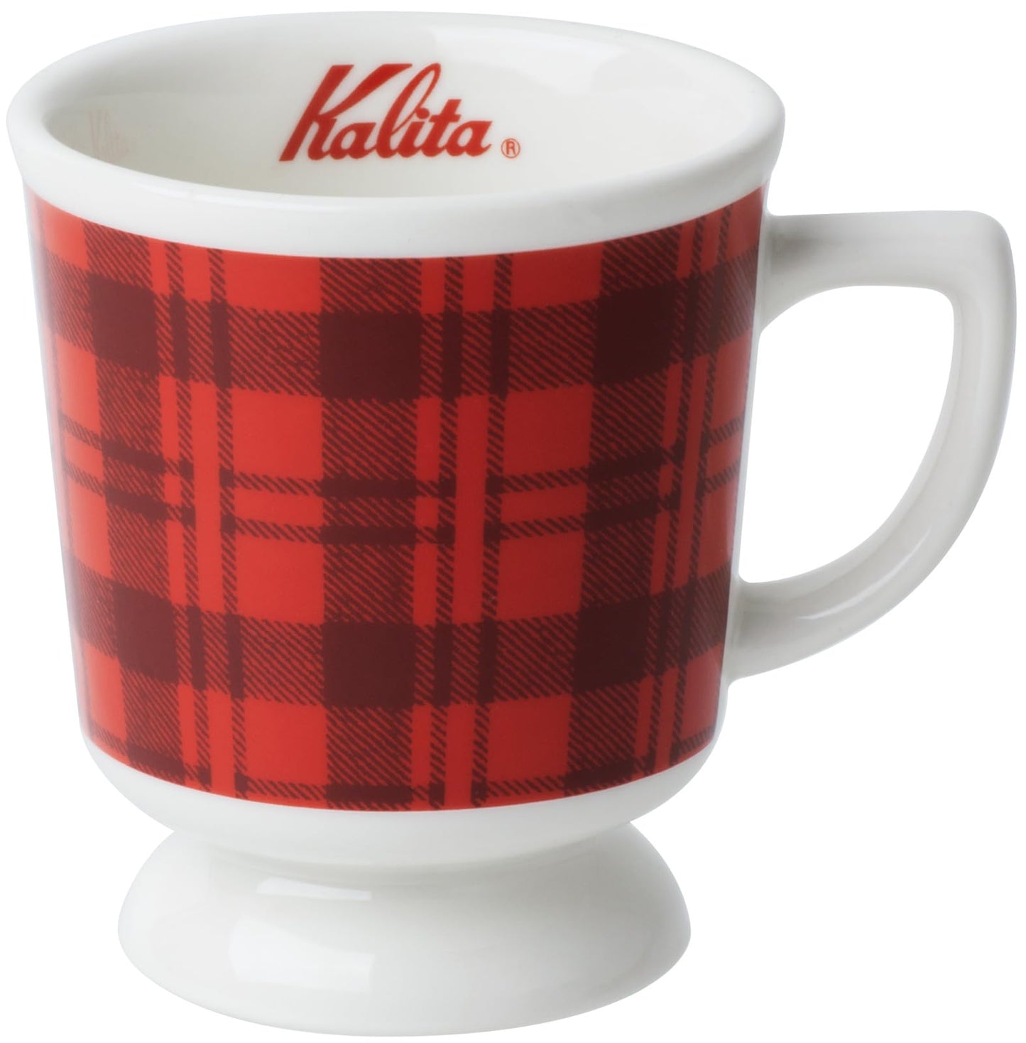 Carita Kalita Check Retro Mug, S, 7.8 fl oz (200 ml), Ceramic Mug, Red Checked Retro Coffee Shop #73068