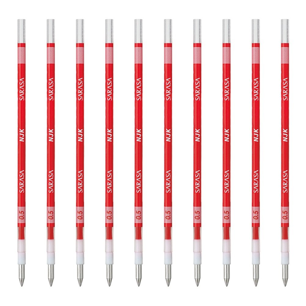 Zebra Ballpoint Pen Refill, Sarasa, NJK-0.5 Lead, Red, 10 Count BRNJK5R