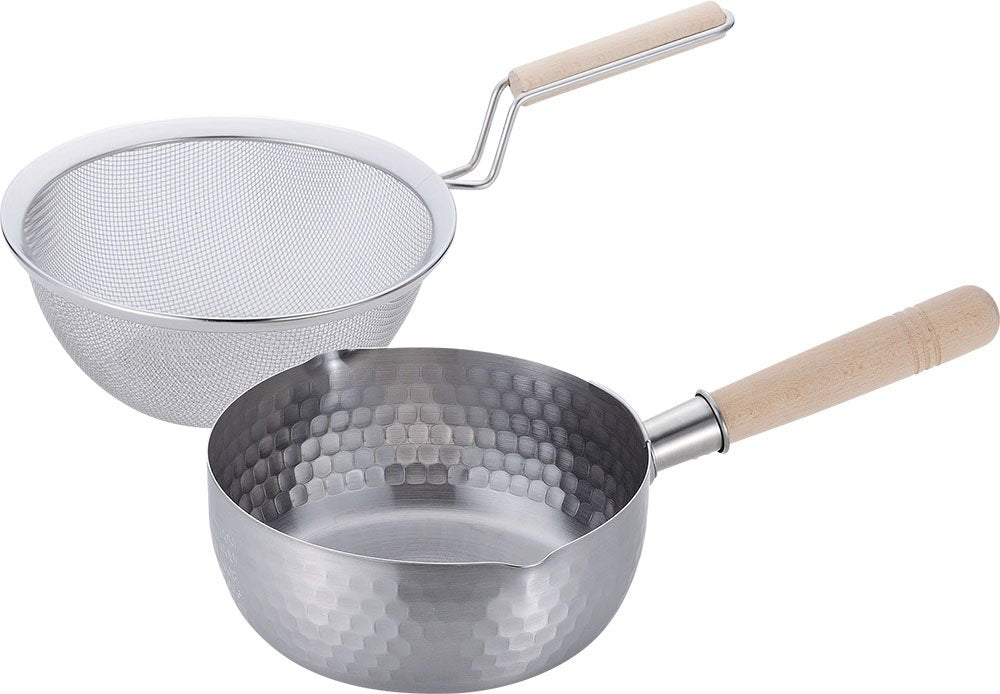 Wahei Freiz SM-9549 Saishokuan Cookware, IH Compatible, Japanese Cuisine, Hot Water Draining, Stainless Steel Snow Flat Pot &