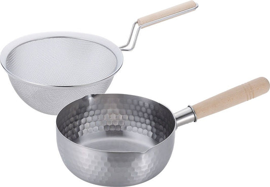 Wahei Freiz SM-9549 Saishokuan Cookware, IH Compatible, Japanese Cuisine, Hot Water Draining, Stainless Steel Snow Flat Pot &
