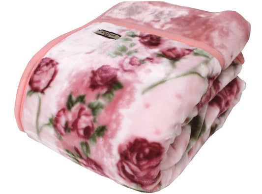 Kyoto Nishikawa Quality Blanket (140cm x 200cm, Floral Pink, Washable, Double Layer Structure)
