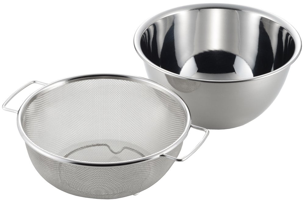 Yoshikawa 3804633 Colander Ball Set, Easy to Drain, Silver, Set of 2