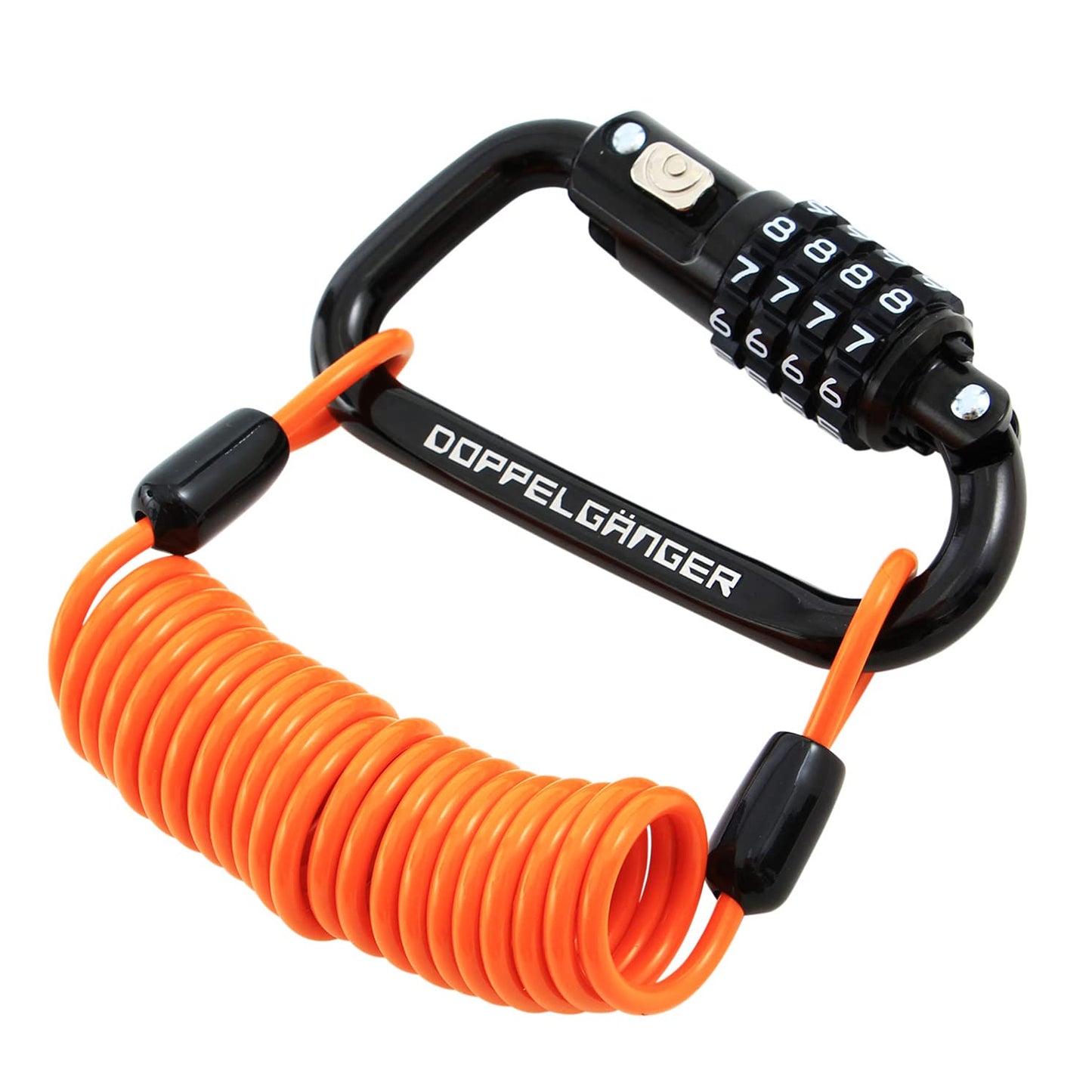 DOPPELGANGER DKL151-BK Dial Combo Carabiner Lock, Black, Lightweight, Compact, Multi-Purpose, Carabiner Lock, Total Length: 59.1 inches (1500 mm), Effective Length: Approx. 27.6 inches (700 mm),