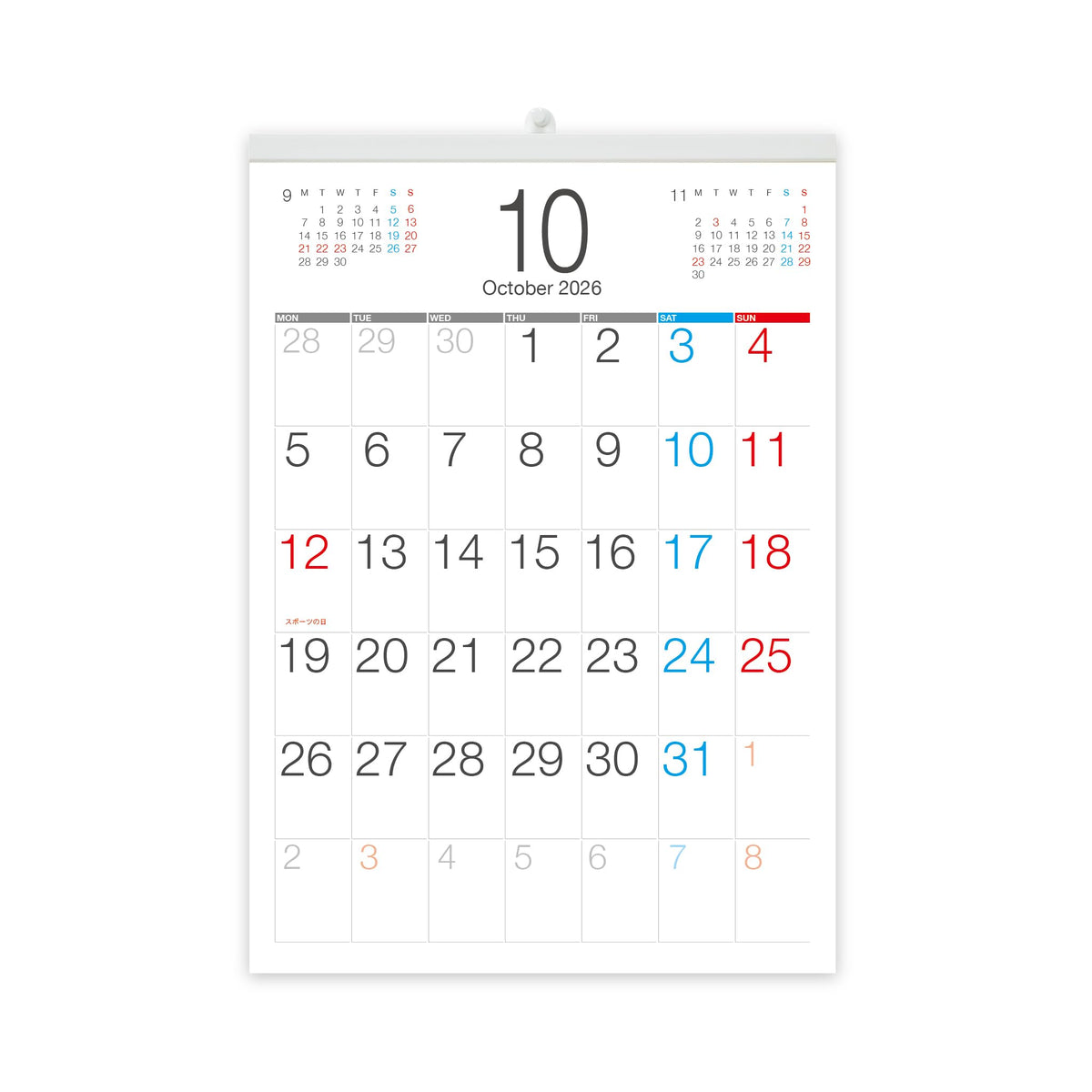 JAPANESE CALENDAR With bonus October 2019 - (with October 2020) Monday start Tate long business wall hanging calendar A3 size [B]