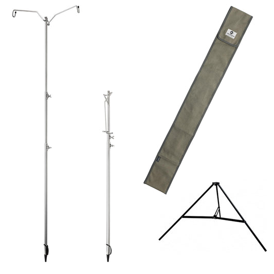 camping moon CAMPINGMOON Hammer Lantern Stand All Stainless Steel with Storage Case Tip Cover Tripod Stand JP-D-243
