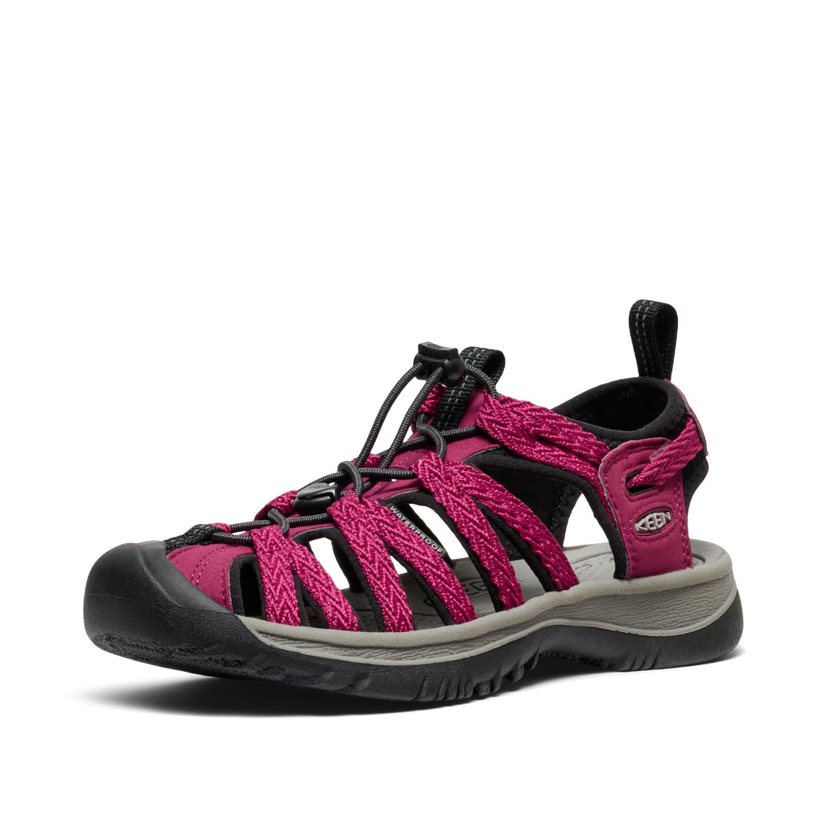 KEEN Women's Whisper Closed Toe Sport Sandals, Beaujolais/Black, 5