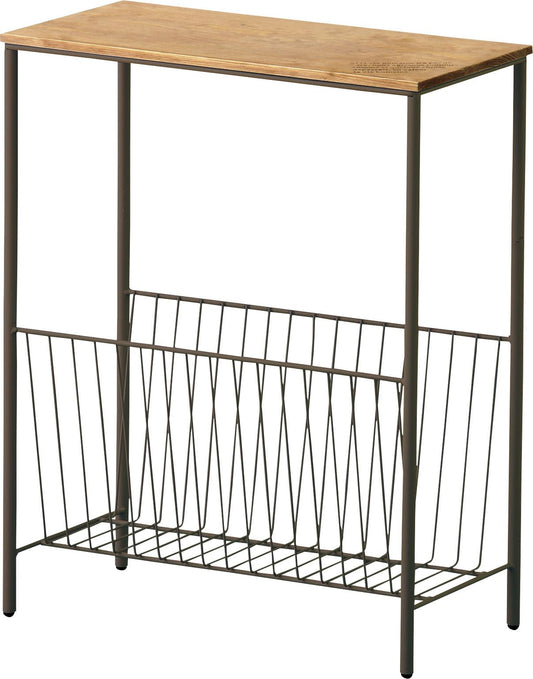 Azumaya-kk AKB-425BR Side Table/W40Dx20x50cm/Natural Wood (Pine), Steel (Powder Coating), Brown