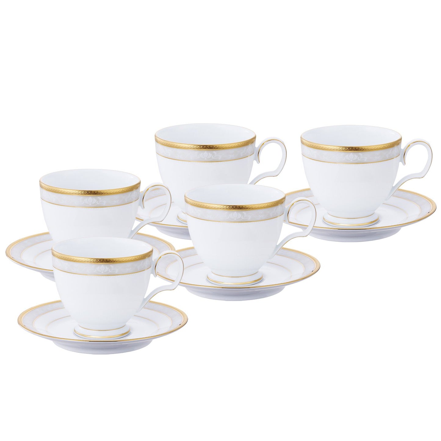 Noritake F91988/4335 Fine-Porcelain Cup & Saucer Set, 8.8 fl oz (250 cc), Hampshire Gold, 5 Guest