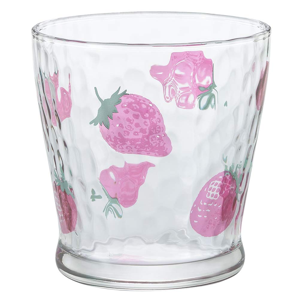 Aderia 6122 Glass Cup, Free Cup, Fruit Drop, Strawberry, 9.8 fl oz (275 ml), Fruit, Strawberry, Pink, Made in Japan, Box of 1