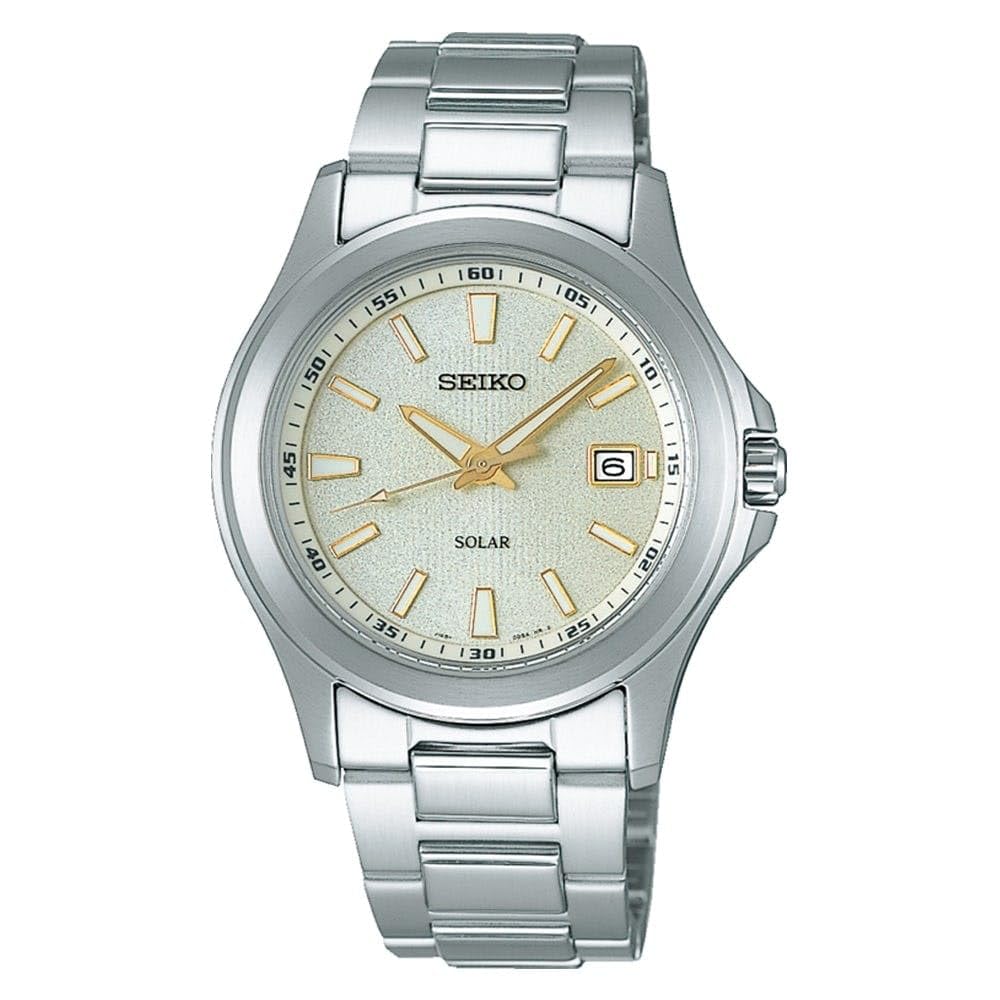 Seiko Solar Quartz SBPN069 Men's Wristwatch, Silver, Champagne, Bracelet Type