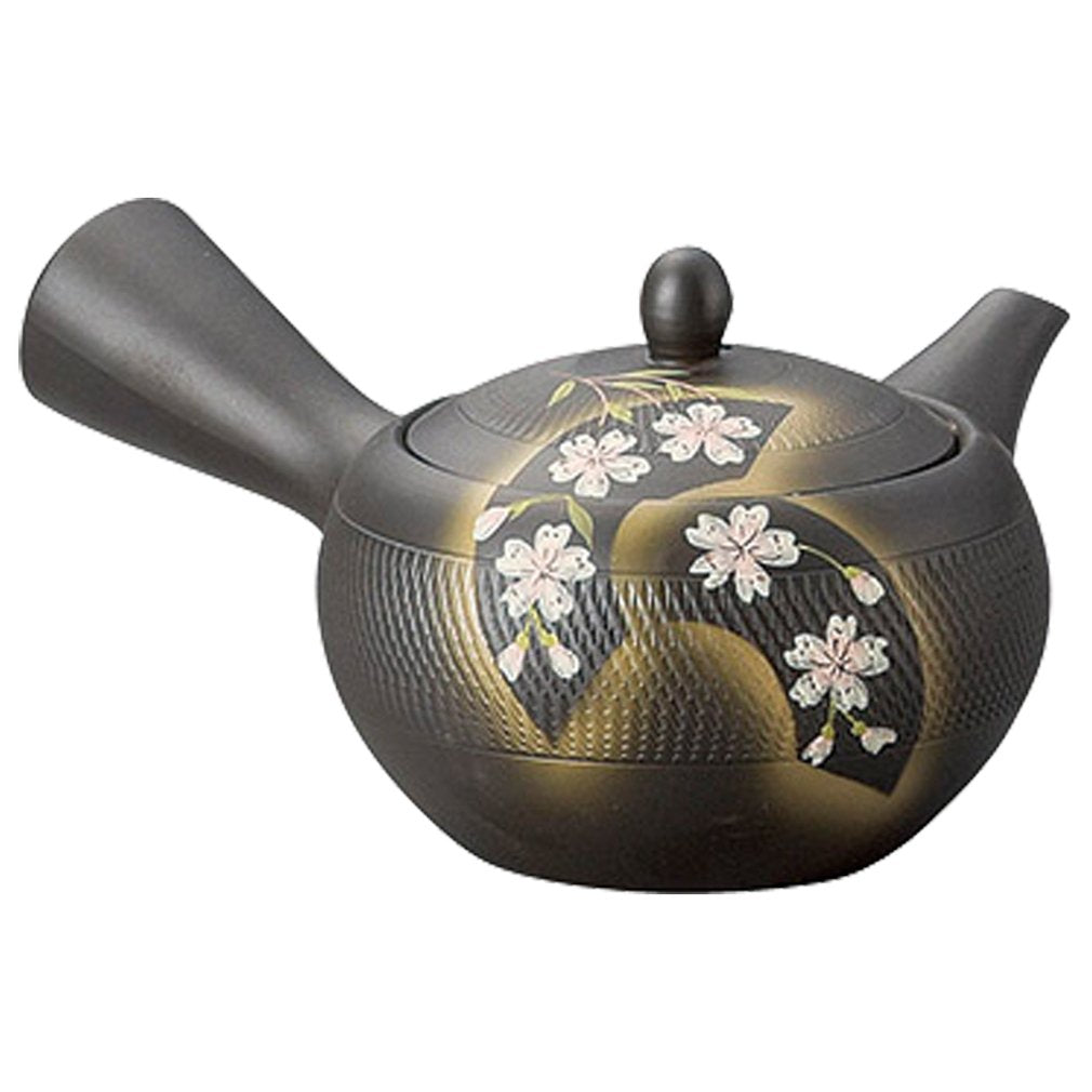 Yamashita Kogei 13039500 Tokoname Ware Tomisen Black Mud Sakura Teapot, 11.2 fl oz (330 cc)