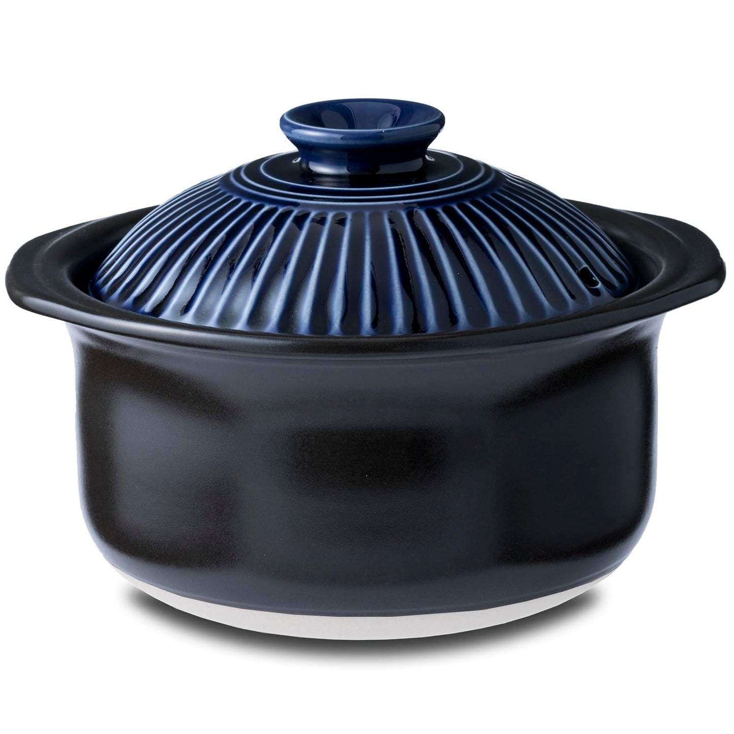 Ginpo Chrysanthemum Flower Rice Pot - 2 Pots, Double Lid, Earthenware, Direct Fire Compatible, Lapis Glaze, Blue, Made in Japan