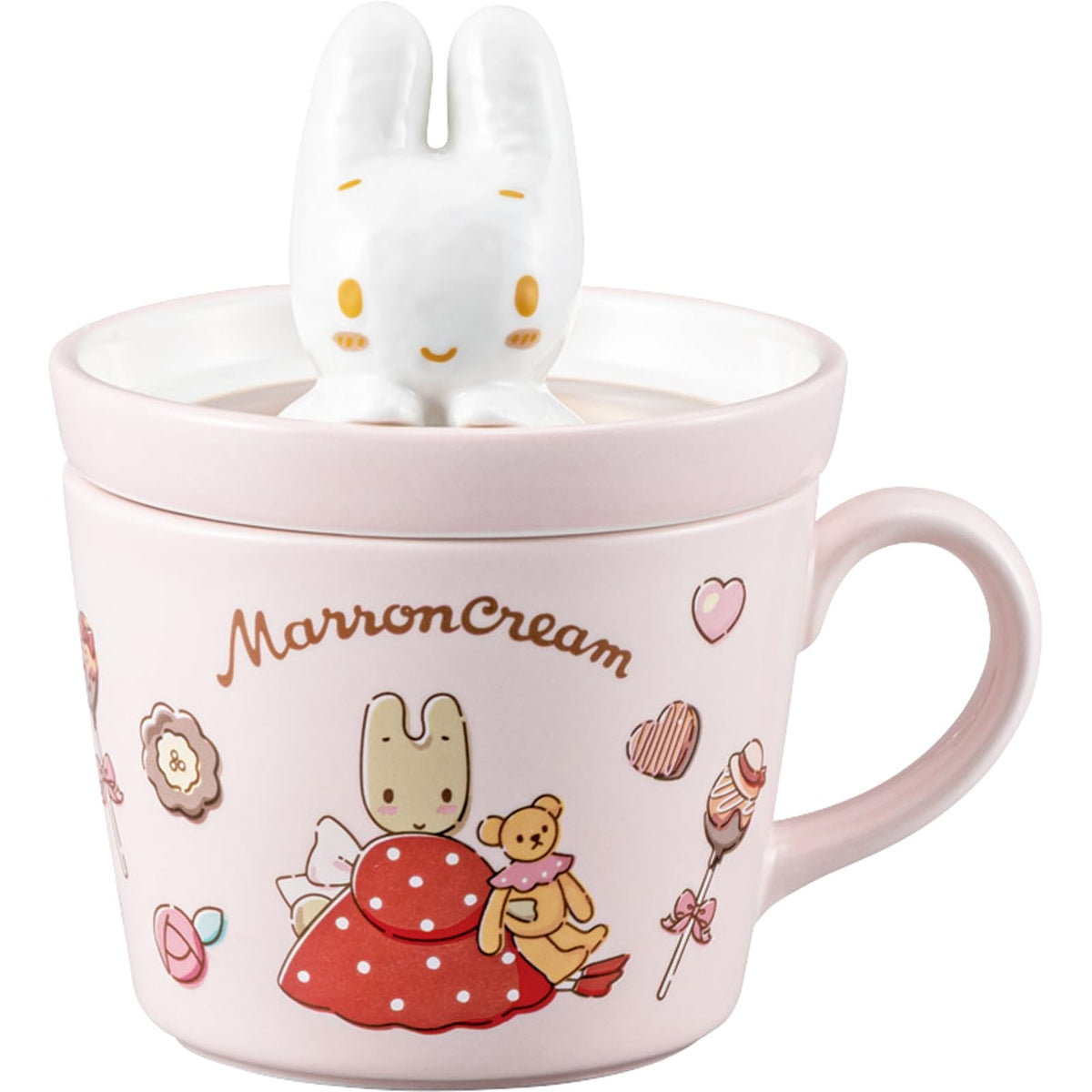 Sanrio SAN4551-6 Maroon Cream Mug, Thermal, With Lid, Approx. 4.7 x 5.1 inches (12 x 13 cm), 8.1 fl oz (230 ml), Latte Art Mug, Goods, Miscellaneous Goods, Birthday Gift, Pink