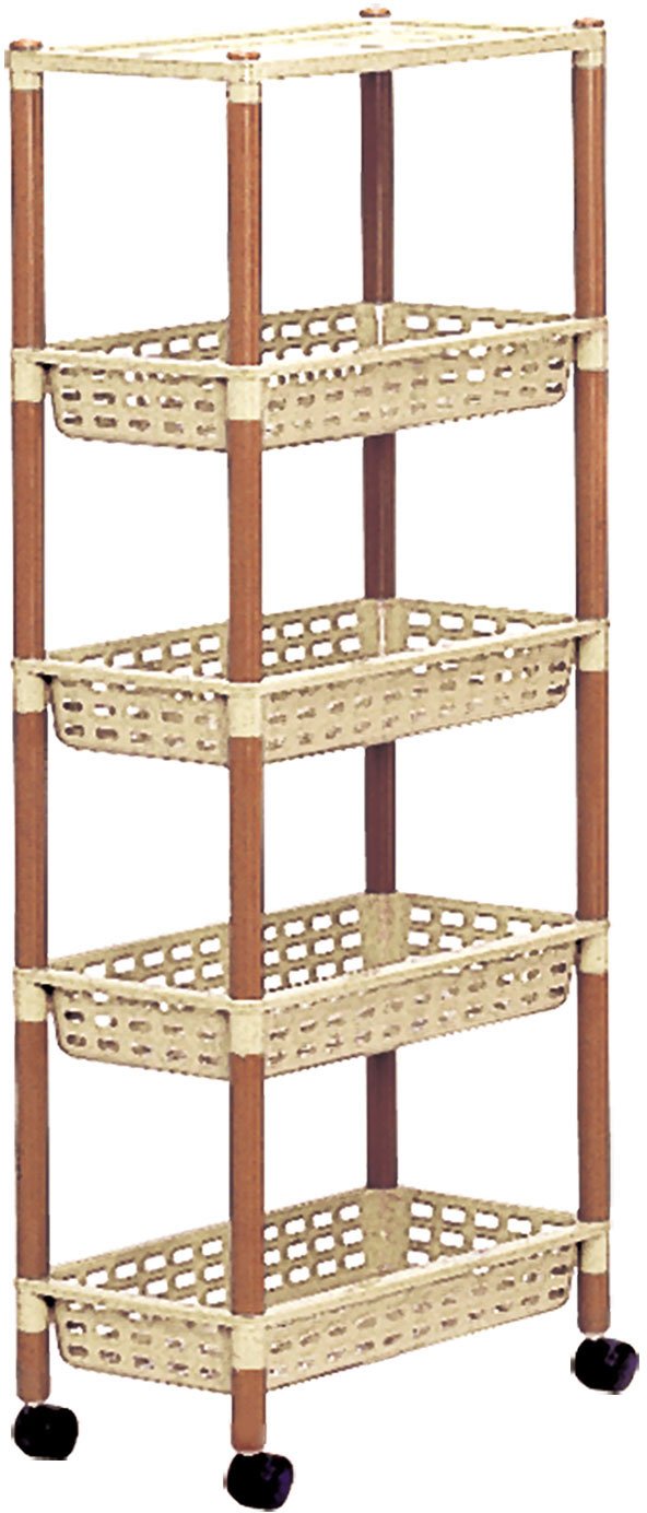 和泉化成 Waizumi Kasei 3645EB Kitchen Wagon with Casters, Earth Beige