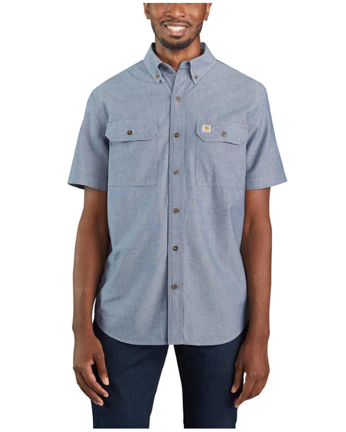 Carhartt Men's Fort Loose SS Shirt, Denim Blue Chambray, XX-Large Tall