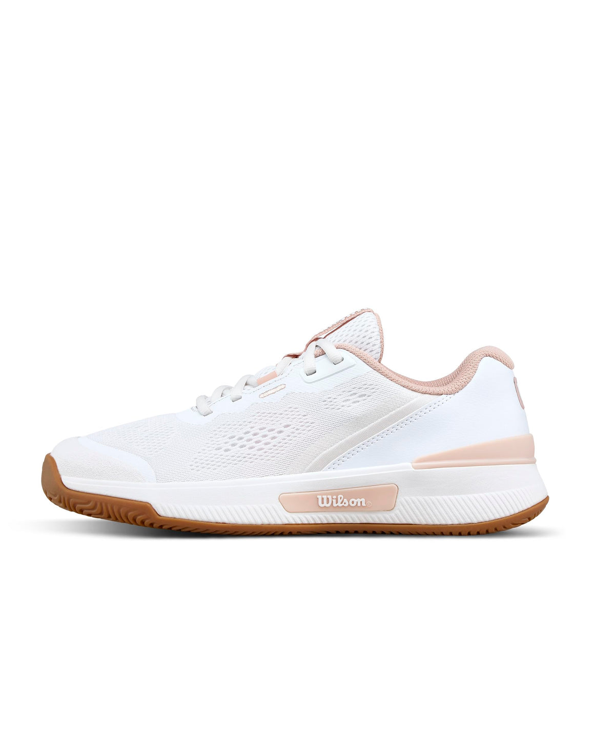 WILSON Intrigue Pro Women's Tennis Shoe - White/Cameo Rose/Gum, Size 8.5